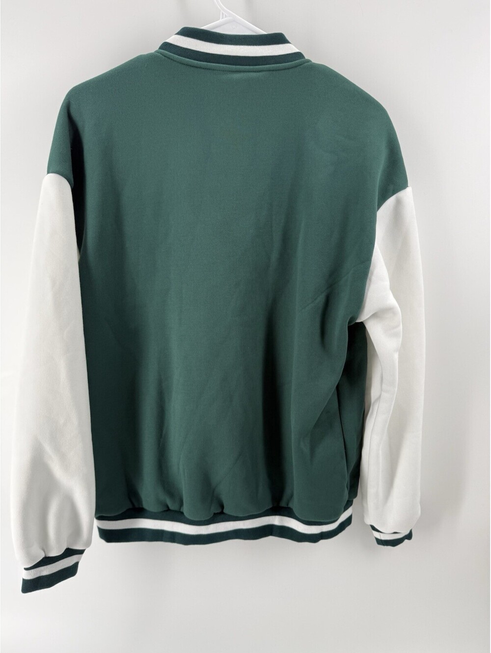 New:  Letterman Varsity Jacket, Green And White Medium - Picture 4 of 8